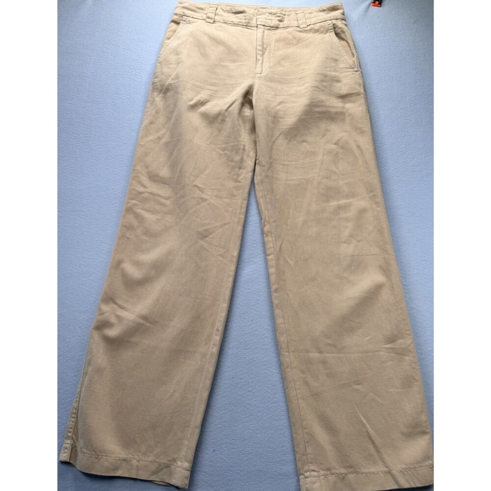 Vince Women’s Size 10 Tan Khaki Linen Blend Wide Leg Trouser Pants